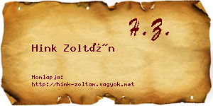 Hink Zoltán névjegykártya